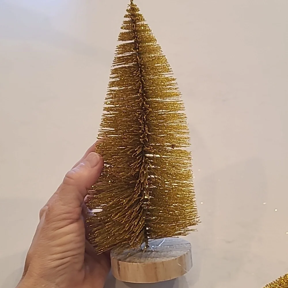 Pottery Barn Set Of 3 New Gold Bottlebrush Trees